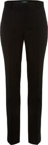 Women's Slim Fit Tuxedo Trousers, Black - length: standard; pattern: plain; waist: mid/regular rise; predominant colour: black; occasions: evening, work, occasion; fibres: wool - stretch; trends: tuxedo; fit: straight leg; pattern type: fabric; pattern size: small & light; texture group: other - light to midweight; style: standard