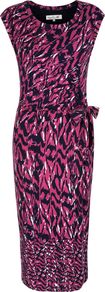 Women's Marni Dress, Multi Coloured - style: shift; length: calf length; neckline: round neck; sleeve style: capped; waist detail: belted waist/tie at waist/drawstring; predominant colour: magenta; secondary colour: navy; occasions: evening, occasion; fit: body skimming; fibres: viscose/rayon - stretch; sleeve length: sleeveless; texture group: jersey - clingy; pattern type: fabric; pattern size: big & busy; pattern: patterned/print