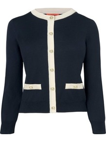 Bay Silk Cardigan Blue Navy - neckline: round neck; predominant colour: navy; occasions: casual, evening, work; length: standard; style: standard; fibres: silk - mix; fit: slim fit; waist detail: front pockets at waist level; sleeve length: long sleeve; sleeve style: standard; texture group: knits/crochet; pattern type: knitted - other; pattern size: standard