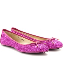 Walsh Glitter Ballerinas - predominant colour: hot pink; occasions: casual, evening, holiday; material: fabric; heel height: flat; embellishment: glitter; toe: round toe; style: ballerinas / pumps; trends: metallics; finish: metallic; pattern: plain
