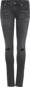 Racer Skinny Jeans - style: skinny leg; length: standard; pattern: plain; pocket detail: traditional 5 pocket; waist: mid/regular rise; predominant colour: navy; occasions: casual, evening; fibres: cotton - mix; jeans detail: whiskering, dark wash; texture group: denim; pattern type: fabric