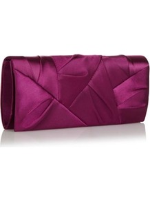 Designer Purple Origami Flap Clutch Bag - predominant colour: purple; occasions: evening, occasion; type of pattern: small; style: clutch; length: hand carry; size: standard; material: satin; embellishment: pleated; pattern: plain; finish: plain