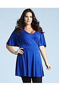 Glamorosa Jersey Top Dual Bust Fitting E K Volup - pattern: plain; sleeve style: kimono; waist detail: fitted waist; predominant colour: royal blue; occasions: casual, evening, work, holiday; style: top; neckline: scoop; fibres: viscose/rayon - 100%; fit: body skimming; length: mid thigh; hip detail: soft pleats at hip/draping at hip/flared at hip; sleeve length: half sleeve; pattern type: fabric; texture group: jersey - stretchy/drapey