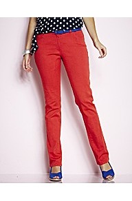 Simply Wow Coloured Slim Leg Jeans Length 30in - length: standard; pattern: plain; pocket detail: traditional 5 pocket; style: slim leg; waist: mid/regular rise; predominant colour: true red; occasions: casual, evening, holiday; fibres: cotton - stretch; texture group: denim; pattern type: fabric
