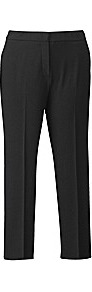 Magifit Black Ankle Length Trousers - pattern: plain; pocket detail: small back pockets; waist: mid/regular rise; predominant colour: black; occasions: evening, work; length: ankle length; fibres: cotton - stretch; hip detail: fitted at hip (bottoms); waist detail: narrow waistband; texture group: cotton feel fabrics; fit: straight leg; pattern type: fabric; pattern size: standard; style: standard