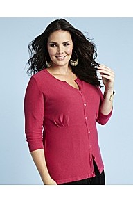 Glamorosa Cropped Cardigan Dual Bust Fitting E K - neckline: round neck; pattern: plain; predominant colour: hot pink; occasions: casual, work; length: standard; style: standard; fibres: cotton - 100%; fit: standard fit; sleeve length: 3/4 length; sleeve style: standard; texture group: knits/crochet; pattern type: knitted - fine stitch
