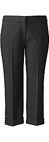 Bespoke Bridgette Button Trim Crop Trousers - pattern: plain; waist: mid/regular rise; predominant colour: black; occasions: casual, evening, work, holiday; length: calf length; fibres: polyester/polyamide - stretch; texture group: cotton feel fabrics; fit: straight leg; pattern type: fabric; style: standard