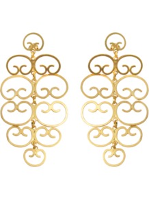 Mercedes Earrings - predominant colour: gold; occasions: evening, work, occasion; style: drop; length: long; size: large/oversized; material: chain/metal; fastening: pierced; trends: metallics; finish: metallic