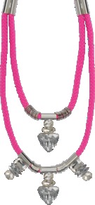Neon Pink Necklace - predominant colour: hot pink; secondary colour: silver; occasions: casual, evening, occasion, holiday; style: multistrand; length: mid; size: standard; material: chain/metal; finish: plain; embellishment: chain/metal