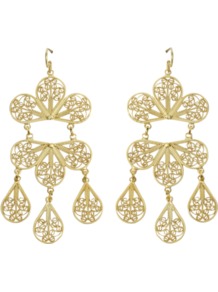 Allison Earrings - predominant colour: gold; occasions: evening, occasion, holiday; style: chandelier; length: long; size: large/oversized; material: chain/metal; fastening: pierced; finish: metallic; embellishment: chain/metal