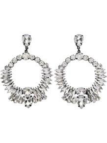 Crystal Earrings - predominant colour: silver; occasions: evening, occasion; style: drop; length: mid; size: standard; material: chain/metal; fastening: pierced; trends: metallics; finish: metallic; embellishment: crystals