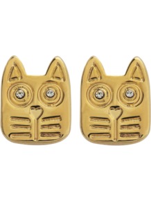 Rue Studs Earrings - predominant colour: gold; occasions: casual, evening, work, occasion, holiday; style: stud; length: short; size: small; material: chain/metal; fastening: pierced; finish: metallic; embellishment: crystals
