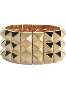 Gold Studded Bracelet - predominant colour: gold; occasions: casual, evening, work, occasion; style: bangle; size: large/oversized; material: chain/metal; finish: metallic; embellishment: studs