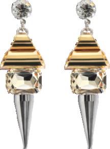 Earrings With Studs - secondary colour: silver; predominant colour: gold; occasions: evening, occasion; style: drop; length: long; size: standard; material: chain/metal; fastening: pierced; trends: metallics; finish: plain; embellishment: jewels