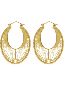 Valeria Earrings - predominant colour: gold; occasions: evening, work, occasion, holiday; style: hoop; length: long; size: large/oversized; material: chain/metal; fastening: pierced; trends: metallics; finish: metallic; embellishment: chain/metal
