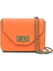 Sally Mini Bag - predominant colour: bright orange; occasions: casual, evening, holiday; type of pattern: standard; style: shoulder; length: across body/long; size: small; material: leather; pattern: plain; finish: plain