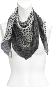Dots Silk Square - predominant colour: charcoal; secondary colour: mid grey; occasions: casual; type of pattern: standard; style: square; size: standard; material: silk; pattern: polka dot; trends: statement prints