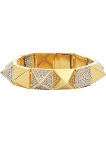 Studded Bracelet In Gold - secondary colour: silver; predominant colour: gold; occasions: evening, work, occasion; style: bangle; size: standard; material: chain/metal; trends: metallics; finish: metallic; embellishment: crystals