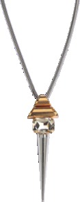 Pyramid And Studs Necklace - predominant colour: silver; occasions: casual, evening, work; style: pendant; length: long; size: large/oversized; material: chain/metal; finish: metallic; embellishment: crystals