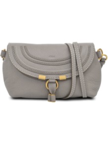Small Marcie Round Shoulder Bag - predominant colour: charcoal; occasions: casual, evening, work; type of pattern: standard; style: shoulder; length: across body/long; size: small; material: leather; pattern: plain; finish: plain