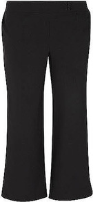 Black Basic Wide Leg Trousers - length: standard; pattern: plain; waist: mid/regular rise; predominant colour: black; occasions: evening, work; fibres: polyester/polyamide - 100%; hip detail: fitted at hip (bottoms); texture group: crepes; fit: wide leg; pattern type: fabric; style: standard