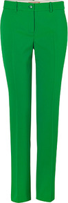 Green Stretch Wool Pants - length: standard; pattern: plain; pocket detail: small back pockets, pockets at the sides; waist: mid/regular rise; predominant colour: emerald green; occasions: casual, evening, work; fibres: wool - stretch; hip detail: fitted at hip (bottoms); waist detail: narrow waistband; fit: slim leg; pattern type: fabric; pattern size: standard; texture group: woven light midweight; style: standard
