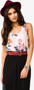 Floral Print Racerback - sleeve style: standard vest straps/shoulder straps; style: vest top; back detail: racer back/sports back; predominant colour: ivory; occasions: casual, evening; length: standard; neckline: scoop; fibres: polyester/polyamide - mix; fit: loose; sleeve length: sleeveless; pattern type: fabric; pattern size: big & light; pattern: florals; texture group: jersey - stretchy/drapey