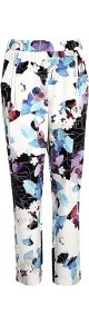 Silk Scrapbook Floral Draped Pocket Trousers3.1 Phillip - length: standard; waist: mid/regular rise; predominant colour: royal blue; secondary colour: black; occasions: evening, work, occasion; fibres: silk - 100%; hip detail: front pleats at hip level; texture group: structured shiny - satin/tafetta/silk etc.; trends: high impact florals, statement prints; fit: slim leg; pattern type: fabric; pattern size: big & busy; pattern: florals; style: standard