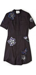 Embroidered Flirt Dress - style: shift; length: mid thigh; neckline: mandarin; fit: tailored/fitted; predominant colour: black; occasions: casual; fibres: cotton - stretch; sleeve length: short sleeve; sleeve style: standard; texture group: cotton feel fabrics; pattern type: fabric; pattern size: small & light; pattern: florals; embellishment: embroidered