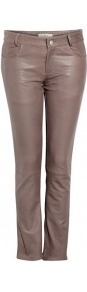 Straight Leg Leather Trousers - pattern: plain; pocket detail: traditional 5 pocket; waist: mid/regular rise; predominant colour: bronze; occasions: casual, evening; length: ankle length; fibres: leather - 100%; waist detail: narrow waistband; texture group: leather; fit: straight leg; pattern type: fabric; style: standard