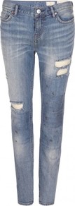 Patch Casey Jeans - style: straight leg; pattern: plain; waist: low rise; pocket detail: traditional 5 pocket; predominant colour: denim; occasions: casual; length: ankle length; fibres: cotton - stretch; jeans detail: whiskering, washed/faded; texture group: denim; pattern type: fabric; pattern size: standard