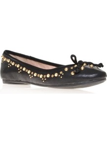 Molten - predominant colour: black; occasions: casual, evening, work; material: faux leather; heel height: flat; embellishment: studs; toe: round toe; style: ballerinas / pumps; finish: plain; pattern: plain