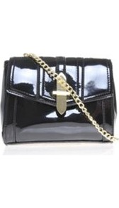 Russia With Love X - predominant colour: black; occasions: evening, work, occasion; type of pattern: light; style: shoulder; length: across body/long; size: small; material: leather; pattern: plain; finish: patent; embellishment: chain/metal