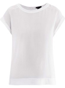 Sorcha Silk Blouse - neckline: round neck; sleeve style: capped; pattern: plain; style: t-shirt; predominant colour: white; occasions: casual, work, holiday; length: standard; fibres: silk - 100%; fit: straight cut; sleeve length: short sleeve; texture group: silky - light; pattern type: fabric; pattern size: standard