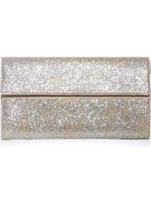 Glitter Clutch - predominant colour: silver; occasions: evening, occasion; style: clutch; length: hand carry; size: small; material: fabric; embellishment: glitter; pattern: plain; trends: metallics; finish: metallic