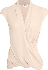 Twist Top In Neutral - neckline: low v-neck; sleeve style: capped; pattern: plain; predominant colour: blush; occasions: casual, evening, work; length: standard; style: top; fibres: cotton - mix; fit: body skimming; sleeve length: short sleeve; pattern type: fabric; texture group: jersey - stretchy/drapey