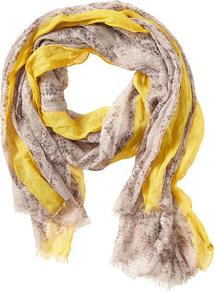 Ciara Snake Print Scarf - predominant colour: primrose yellow; occasions: casual, evening, work; type of pattern: small; style: regular; size: standard; material: fabric; pattern: animal print; trends: statement prints