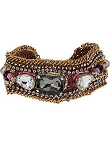 Bead Facet Rhinestone Bracelet - occasions: casual, evening, work, holiday; predominant colour: multicoloured; style: cuff; size: standard; material: chain/metal; trends: metallics; finish: metallic; embellishment: jewels