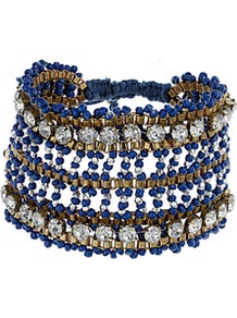 Embellished Beaded Wristband - predominant colour: navy; occasions: casual, evening, work, holiday; style: cuff; size: large/oversized; material: plastic/rubber; trends: metallics; finish: plain; embellishment: beading