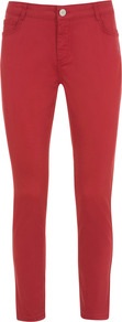 Poppy Cropped Jeans - pattern: plain; pocket detail: traditional 5 pocket; style: slim leg; waist: mid/regular rise; predominant colour: true red; occasions: casual, evening, holiday; length: ankle length; fibres: cotton - stretch; texture group: denim; pattern type: fabric