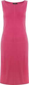 Women's Square Neck Sleeveless Shift Dress, Pink - style: shift; neckline: high square neck; pattern: plain; sleeve style: sleeveless; bust detail: added detail/embellishment at bust; waist detail: drop waist; hip detail: fitted at hip; predominant colour: pink; occasions: casual, evening, work; length: on the knee; fit: body skimming; fibres: cotton - mix; sleeve length: sleeveless; texture group: cotton feel fabrics; trends: glamorous day shifts; pattern type: fabric; pattern size: standard