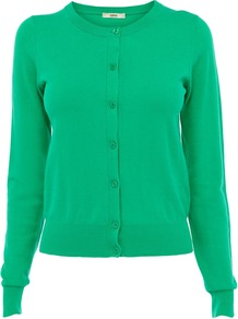 Women's The Crew Cardi, Green - neckline: round neck; hip detail: fitted at hip; predominant colour: emerald green; occasions: casual, work; length: standard; style: standard; fibres: cotton - mix; fit: slim fit; sleeve length: long sleeve; sleeve style: standard; texture group: knits/crochet; pattern type: knitted - fine stitch