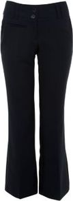 30in Navy Bistretch Bootcut Trousers - length: standard; pattern: plain; hip detail: front pockets at hip; waist detail: wide waistband/cummerbund; waist: mid/regular rise; predominant colour: black; occasions: casual, work; fibres: polyester/polyamide - 100%; fit: bootcut; pattern type: fabric; texture group: jersey - stretchy/drapey; style: standard