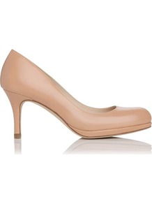 Sybila Leather Platform Court Shoe Pink Blush - predominant colour: nude; occasions: evening, work, occasion; material: leather; heel height: high; heel: platform; toe: round toe; style: courts; finish: plain; pattern: plain