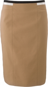 Astrid Skirt - pattern: plain; style: pencil; fit: tailored/fitted; hip detail: fitted at hip; waist: mid/regular rise; predominant colour: camel; occasions: casual, work; length: on the knee; fibres: cotton - stretch; texture group: cotton feel fabrics; pattern type: fabric