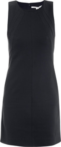 Carpreena Dress - style: shift; length: mid thigh; neckline: round neck; fit: tailored/fitted; pattern: plain; sleeve style: sleeveless; predominant colour: navy; occasions: casual, evening; fibres: polyester/polyamide - stretch; sleeve length: sleeveless; texture group: crepes; pattern type: fabric