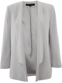 Pari Pop Jacket - pattern: plain; style: single breasted blazer; collar: shawl/waterfall; fit: loose; predominant colour: light grey; occasions: casual, evening, work, occasion; length: standard; fibres: polyester/polyamide - 100%; sleeve length: long sleeve; sleeve style: standard; trends: tuxedo; collar break: low/open; pattern type: fabric; pattern size: standard; texture group: other - light to midweight