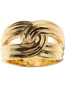 Anchors Knot Ring - predominant colour: gold; occasions: casual; style: band; size: large/oversized; material: chain/metal; finish: metallic