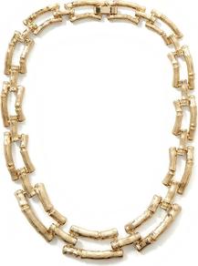 Indo Bamboo Link Necklace - predominant colour: gold; occasions: casual, evening, work, occasion, holiday; style: standard; length: short; size: standard; material: chain/metal; finish: metallic
