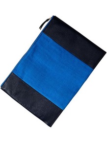 Two Tone Canvas Clutch - predominant colour: diva blue; occasions: casual, evening, occasion; type of pattern: standard; style: clutch; length: hand carry; size: small; material: faux leather; finish: plain; pattern: colourblock